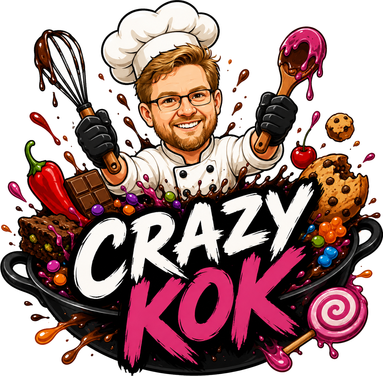 Crazy Kok: een vrolijke kok tussen kleurrijke zoete en hartige ingrediënten